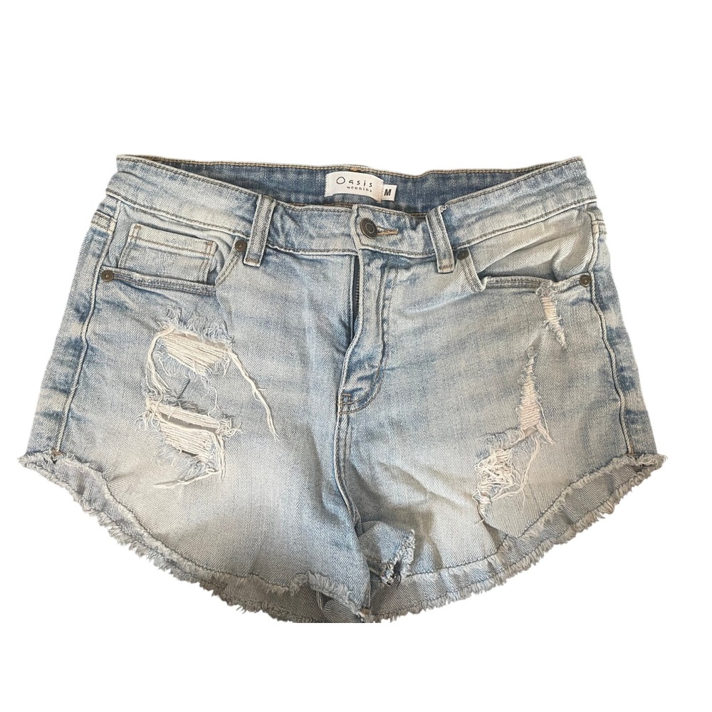 Eunina Oasis Womens Y2K Festival Ready Distressed Jean Shorts Size M Boho Beachy